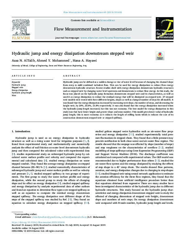 (PDF) Hydraulic jump and energy dissipation downstream stepped weir