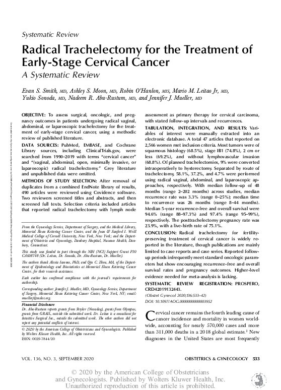 (PDF) Radical Trachelectomy for the Treatment of Early-Stage Cervical ...