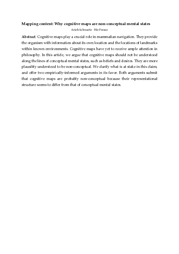 (PDF) Mapping content: Why cognitive maps are non-conceptual mental states