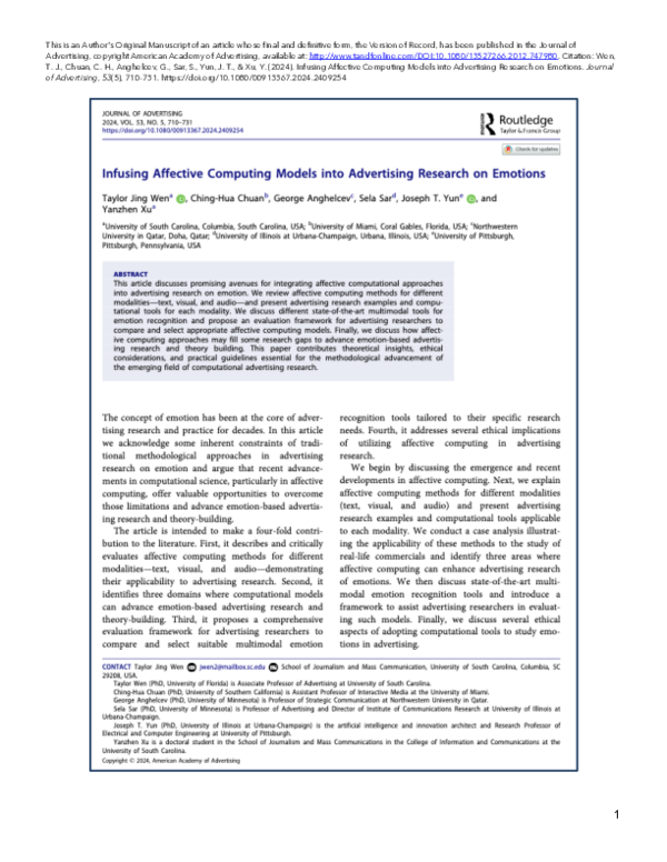 (PDF) AI/Machine Learning and Consumer Emotions: Infusing Affective ...