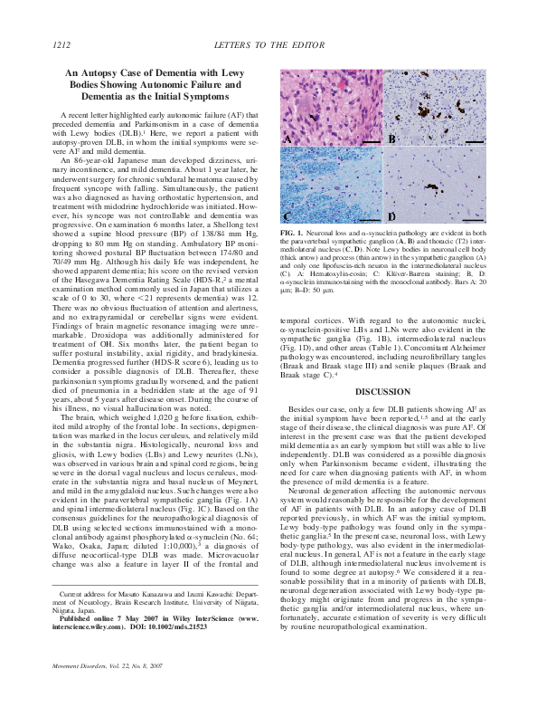 (PDF) An autopsy case of dementia with Lewy bodies showing autonomic ...