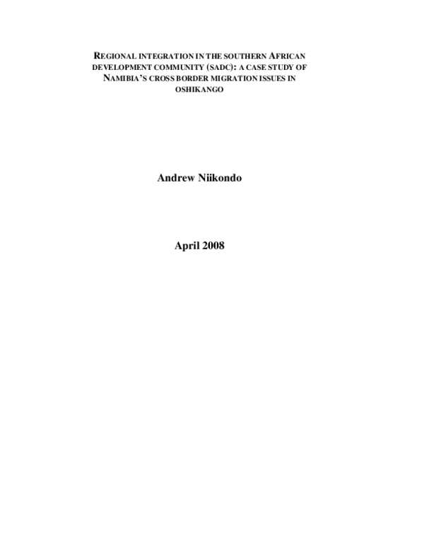 (PDF) Regional integration in the Southern African Development ...