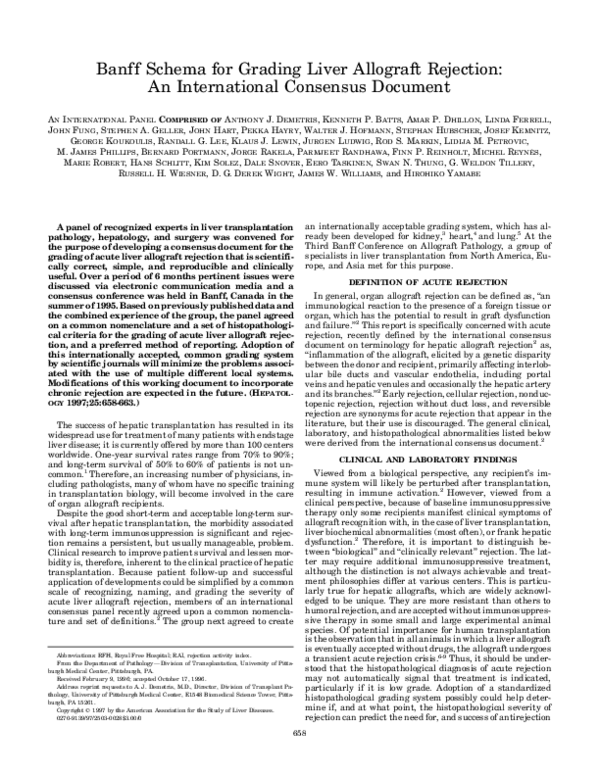 (PDF) Banff schema for grading liver allograft rejection: An ...
