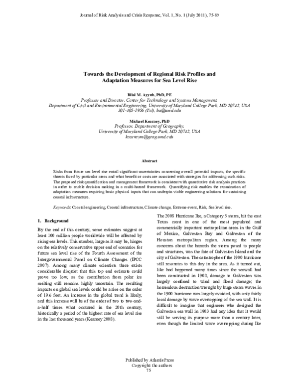 (PDF) Towards the Development of Regional Risk Profiles and Adaptation ...