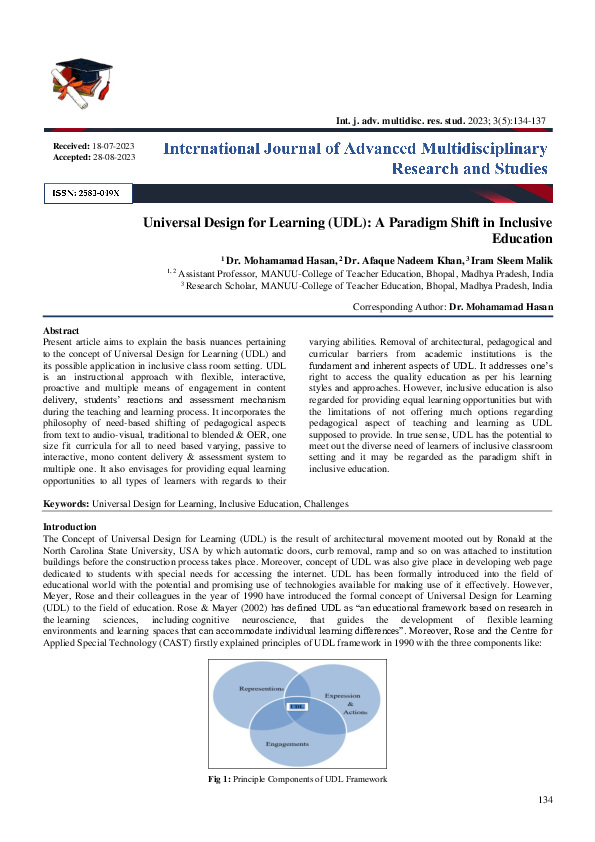 (PDF) Universal Design for Learning (UDL): A Paradigm Shift in ...