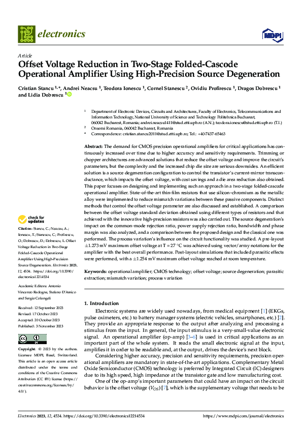 (PDF) Offset Voltage Reduction in Two-Stage Folded-Cascode Operational ...