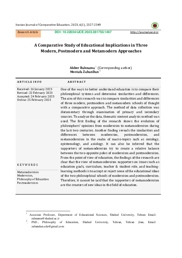 (PDF) A Comparative Study of Educational Implications in Three Modern ...