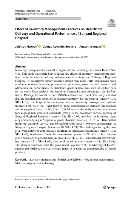 (PDF) Effect of Inventory Management Practices on Healthcare Delivery ...