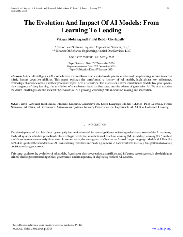 (PDF) The Evolution And Impact Of AI Models: From Learning To Leading
