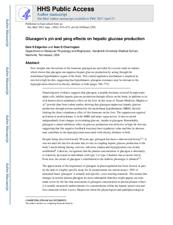 Photo inspiration: Fresh Look at Pdf Glucagon S Yin And Yang Effects On Hepatic Glucose