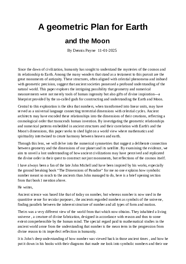 (PDF) Why is the Earth the size it is, Was its size based on pure ...