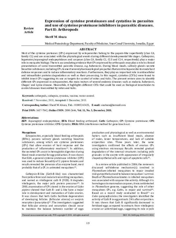 (PDF) Expression of cysteine proteinases and cystatins in parasites and ...