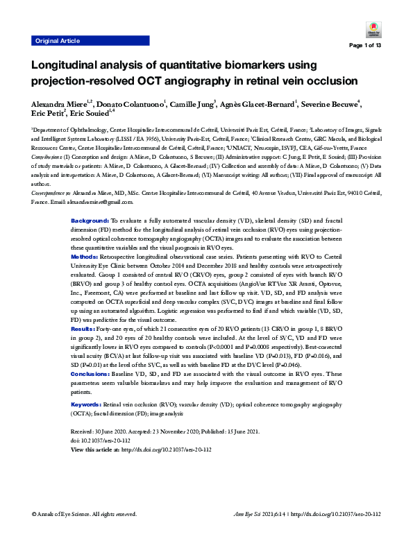 (PDF) Longitudinal analysis of quantitative biomarkers using projection ...