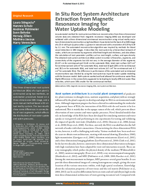 (PDF) In Situ Root System Architecture Extraction from Magnetic ...