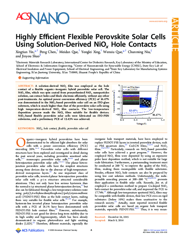 (PDF) Highly efficient flexible perovskite solar cells and their photo ...