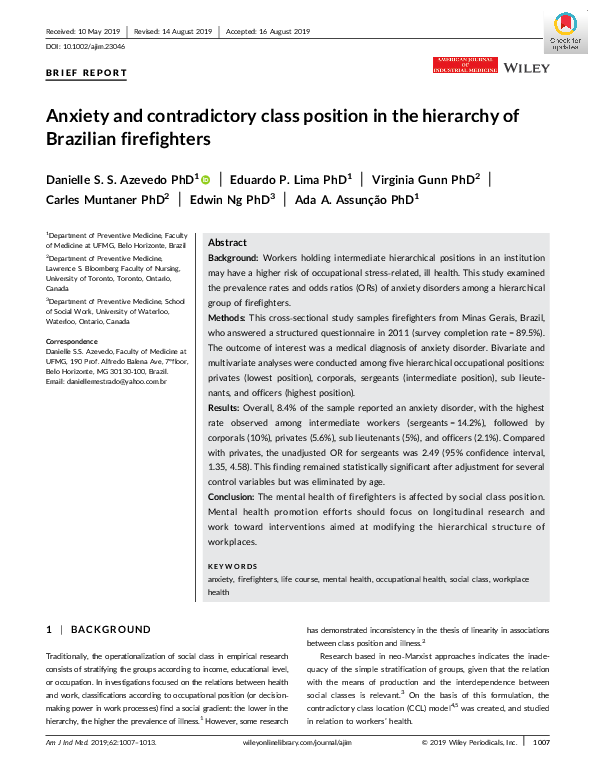 (PDF) Anxiety and contradictory class position in the hierarchy of ...