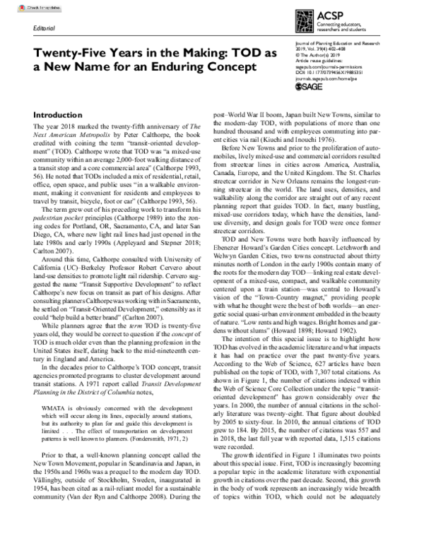(PDF) Twenty-Five Years in the Making: TOD as a New Name for an ...