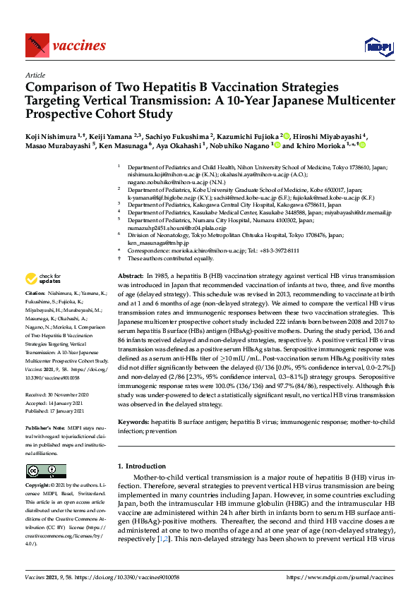 (PDF) Comparison of Two Hepatitis B Vaccination Strategies Targeting ...