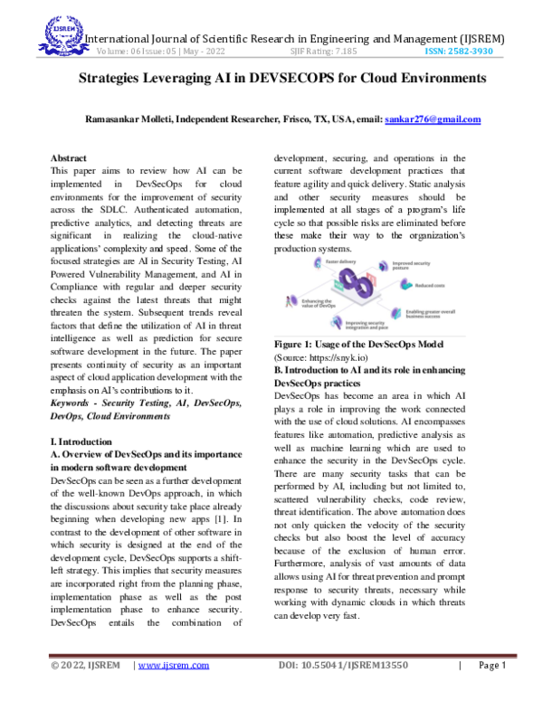 (PDF) Strategies Leveraging AI in Devsecops for Cloud Environments