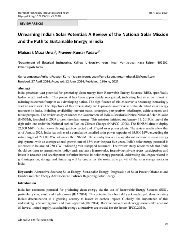 (PDF) Unleashing India's Solar Potential: A Review of the National ...