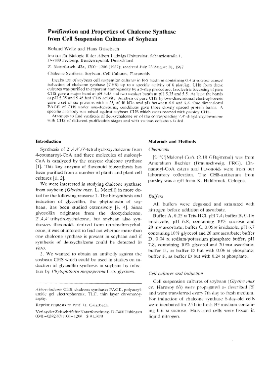 (PDF) Purification and Properties of Chalcone Synthase from Cell ...