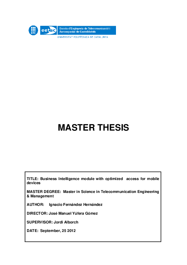 (PDF) Business Intelligence module with optimized access for mobile devices