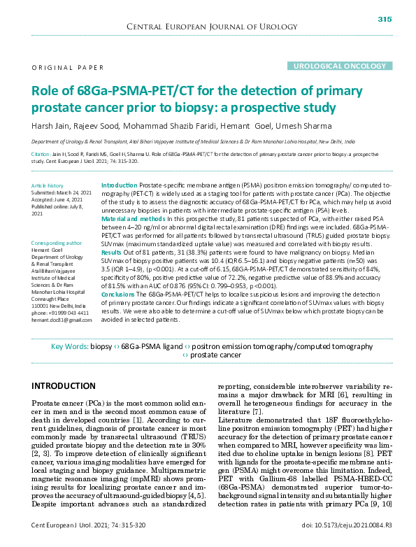(PDF) Role of 68Ga-PSMA-PET/CT for the detection of primary prostate ...