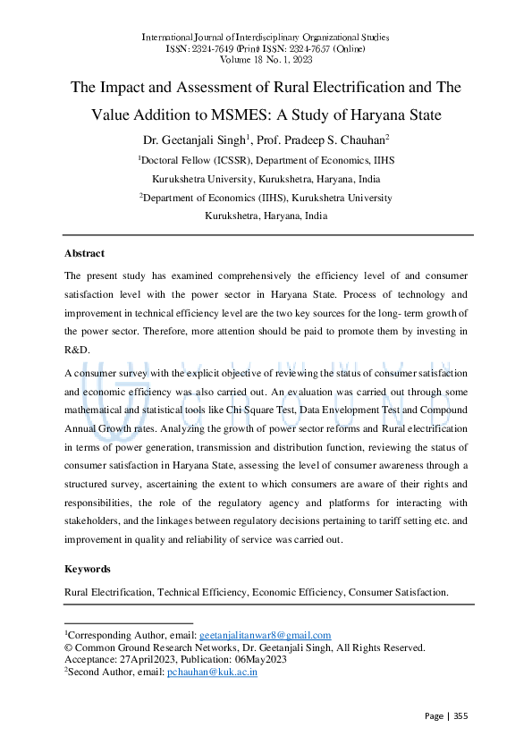 (PDF) The Impact and Assessment of Rural Electrification and The Value ...