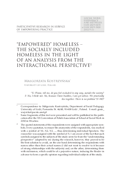 (PDF) “Empowered” Homeless – The Socially Included Homeless in the ...