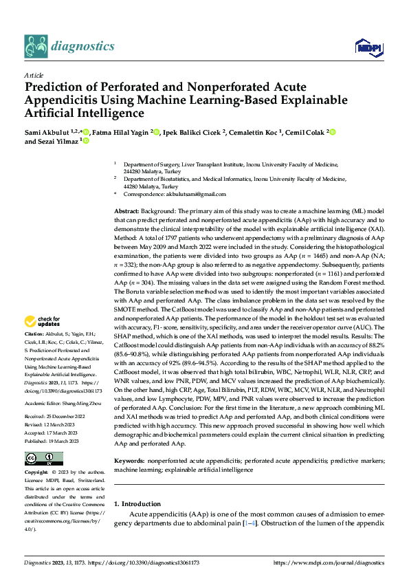 (PDF) Prediction of Perforated and Nonperforated Acute Appendicitis ...