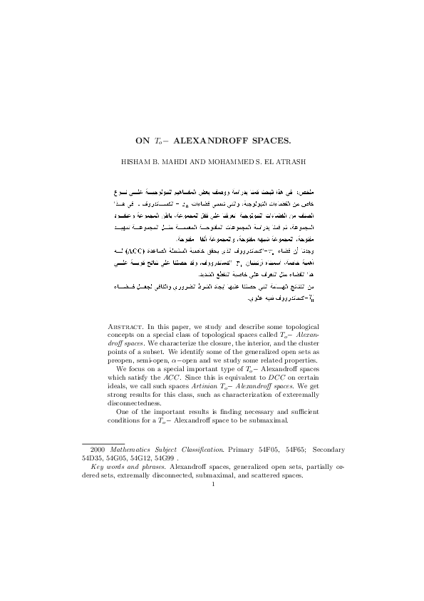 (PDF) ON To - ALXANDROFF SPACES