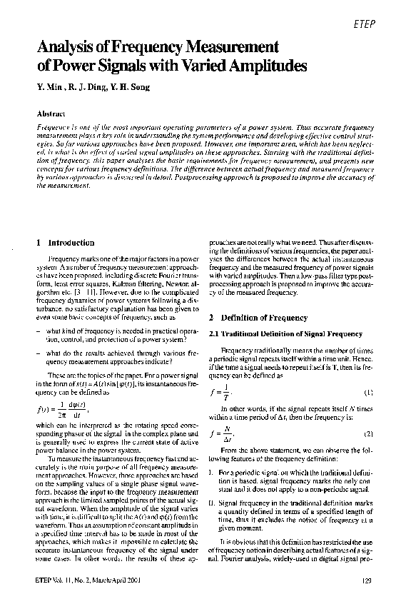 (PDF) Analysis of frequency measurement of power signals with varied ...