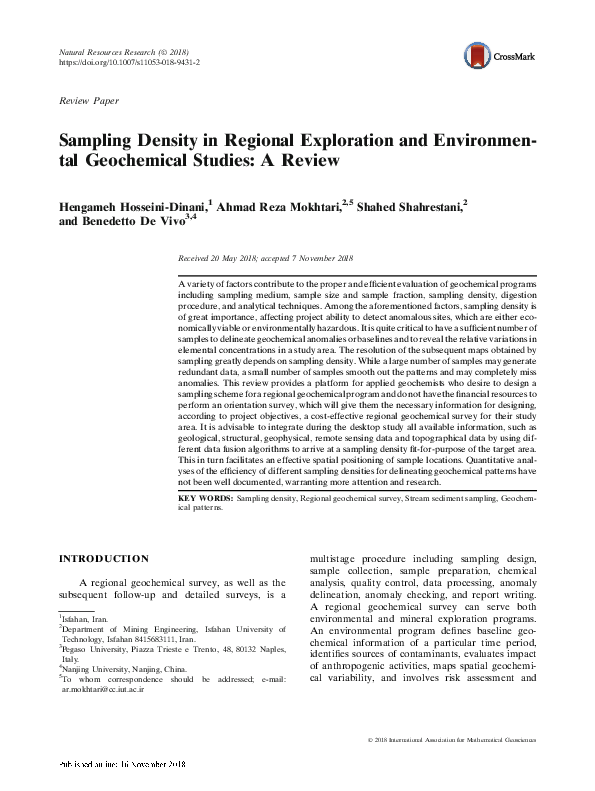 (PDF) Sampling Density in Regional Exploration and Environmental ...