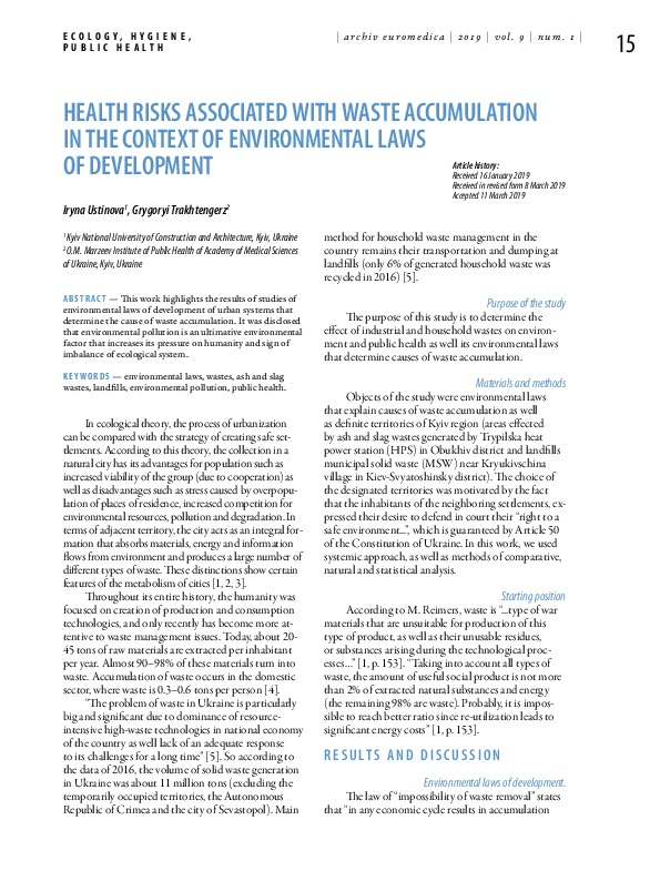 (PDF) Health Risks Associated with Waste Accumulation in the Context of ...