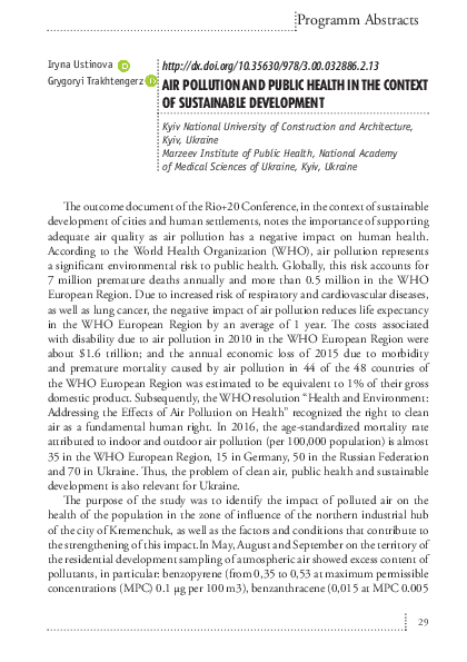 (PDF) Air Pollution and Public Health in the Context of Sustainable ...
