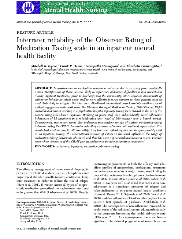 (PDF) Interrater reliability of the Observer Rating of Medication ...