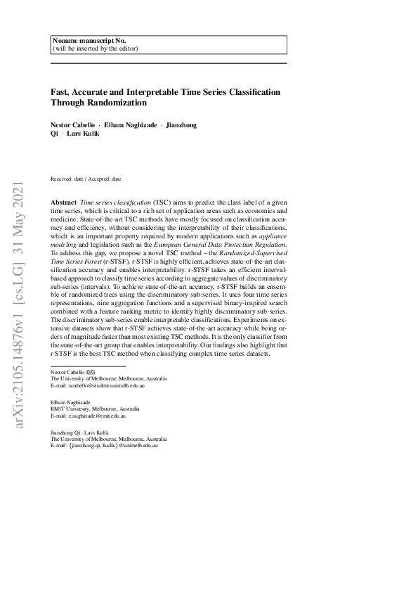 (PDF) Fast, Accurate and Interpretable Time Series Classification ...