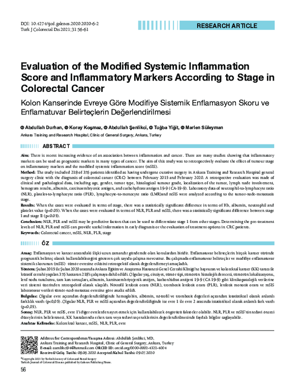 (PDF) Evaluation of the Modified Systemic Inflammation Score and ...