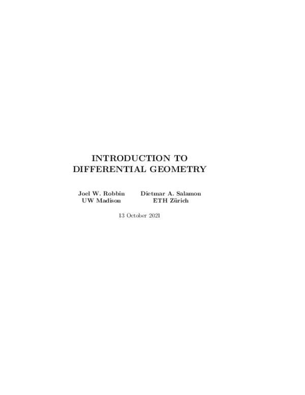 (PDF) Introduction to Differential Geometry