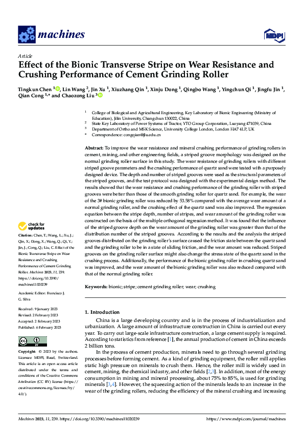 (PDF) Effect of the Bionic Transverse Stripe on Wear Resistance and ...