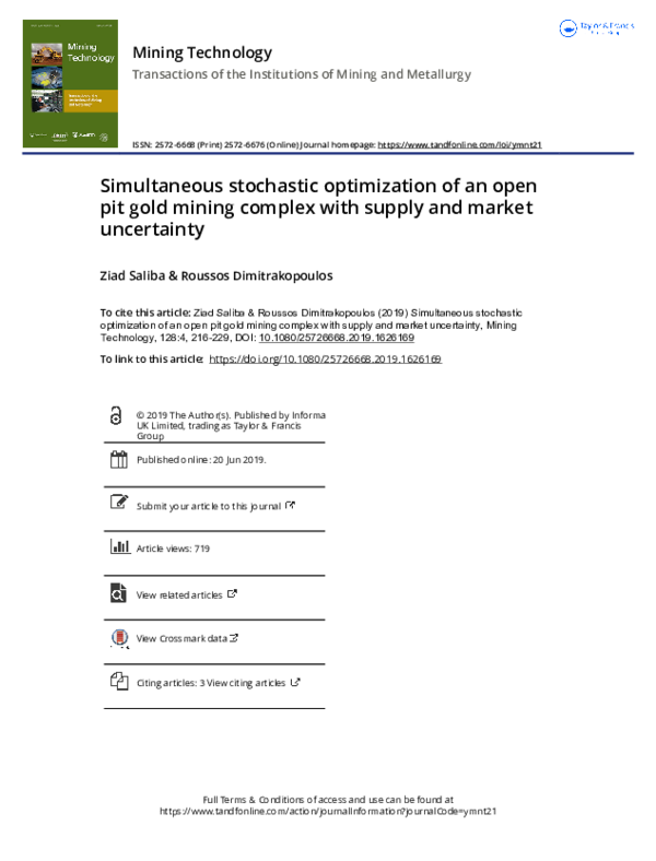 (PDF) Simultaneous stochastic optimization of an open pit gold mining ...