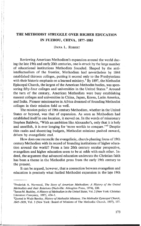 (PDF) The Methodist Struggle Over Higher Education in Fuzhou, China ...