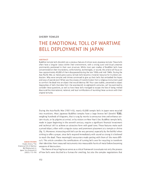 (PDF) The Emotional Toll of Wartime Bell Deployment in Japan