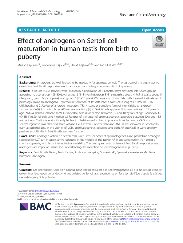 (PDF) Effect of androgens on Sertoli cell maturation in human testis ...