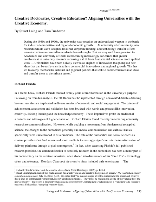 (PDF) Creative Doctorates, Creative Education? Aligning Universities ...