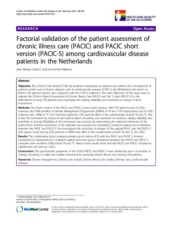 (PDF) Factorial validation of the patient assessment of chronic illness ...