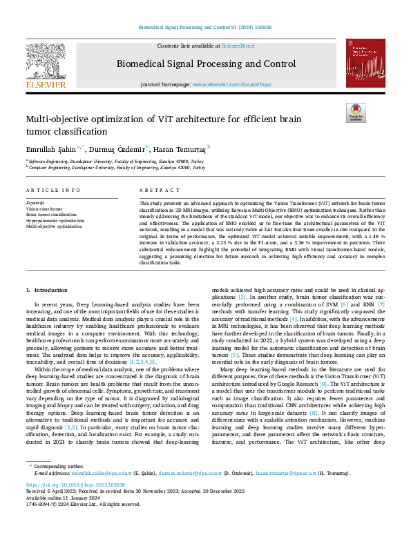 (PDF) Multi-objective optimization of ViT architecture for efficient ...