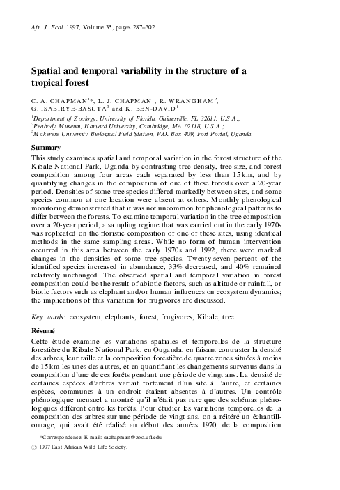 (PDF) Spatial and temporal variability in the structure of a tropical ...