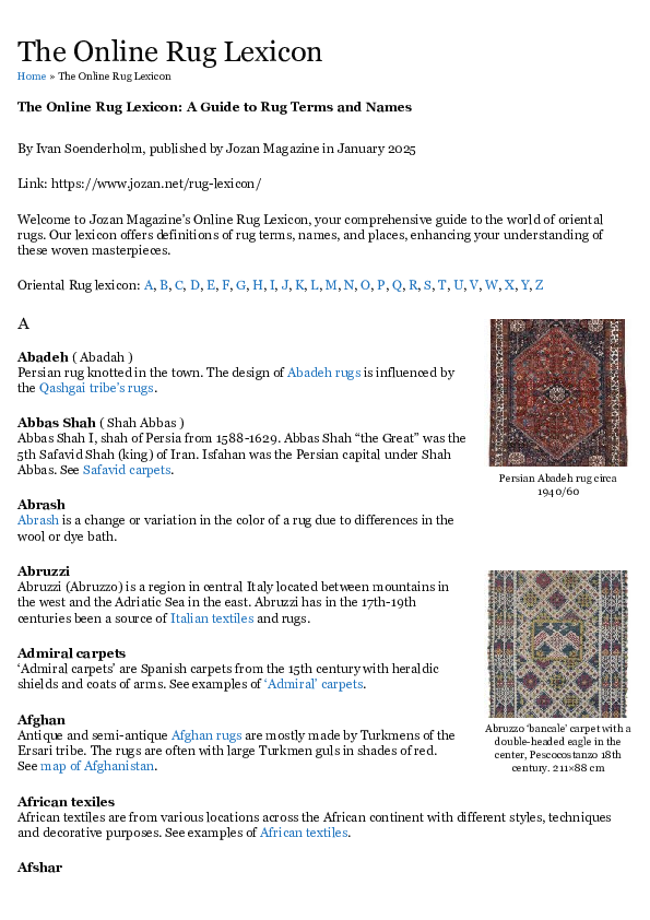 (PDF) The Online Rug Lexicon A Guide to Rug Terms and Names