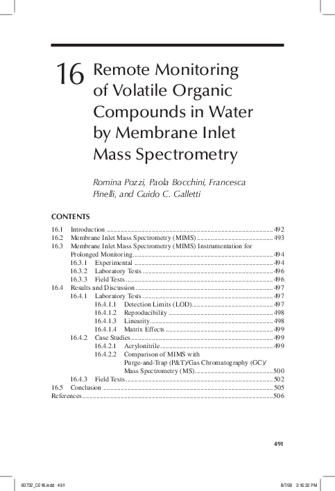 (PDF) Remote Monitoring of Volatile Organic Compounds in Water by ...
